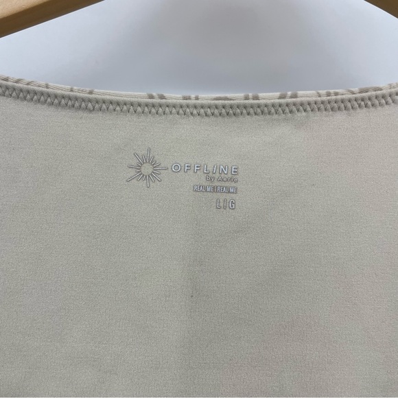 Offline by Aerie Beige Floral Real Me Cropped Top Long Sleeve Stretchy L - Picture 2 of 7